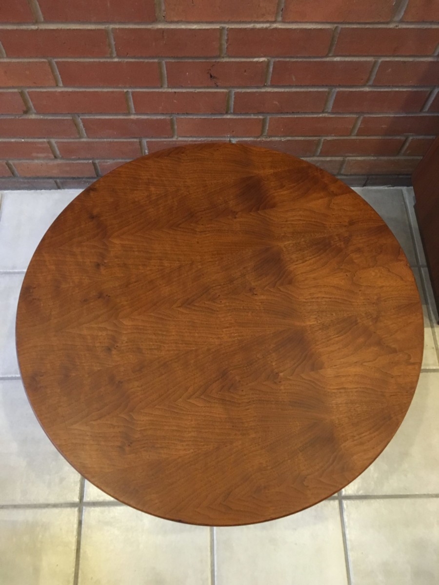 Vintage round walnut finished table 1